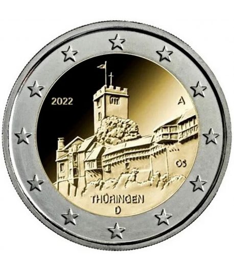 moneda 2 euros Alemania 2022 dedicada a Turingia. 5 monedas