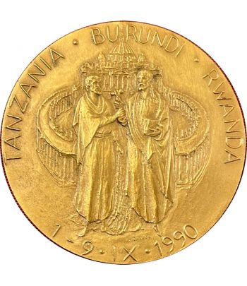 Medalla de Vaticano Papa Juan Pablo II Visita Africa año 1990.  - 1