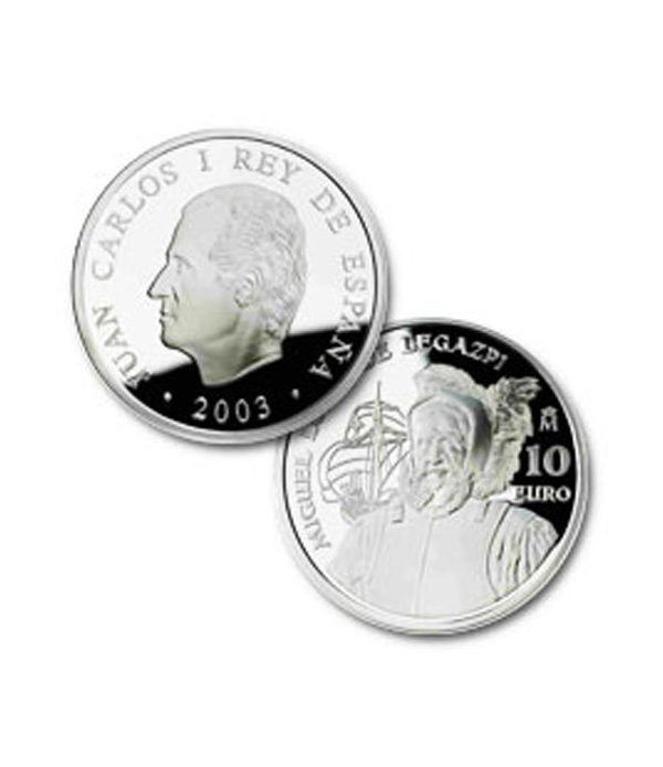 Moneda 2003 500 Anº Miguel López de Legazpi. 10 euros. Plata.