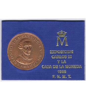 Medalla de cobre Bicentenario de Carlos III 1988, en estuche.