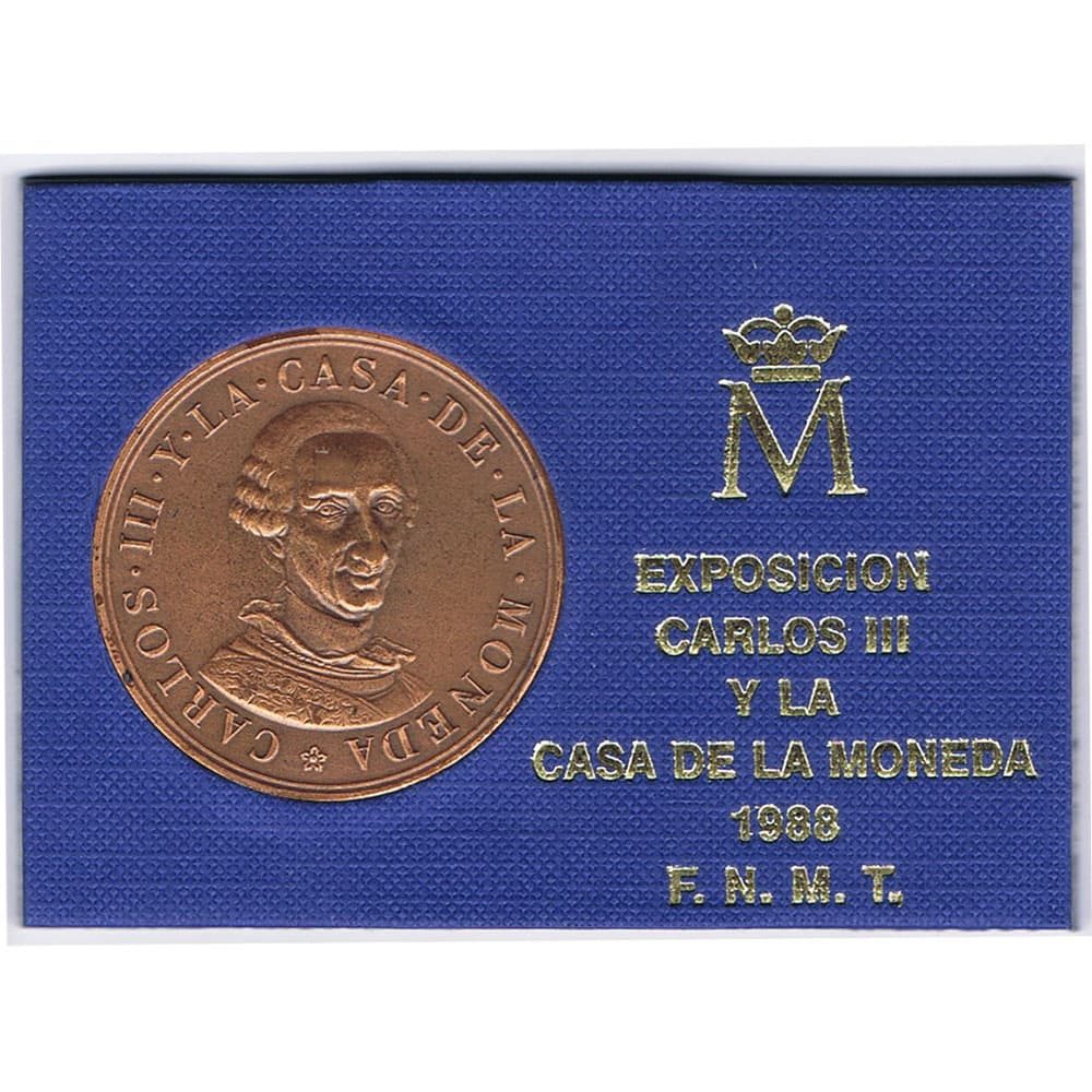 Medalla de cobre Bicentenario de Carlos III 1988, en estuche.