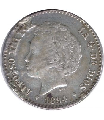 Moneda de España 50 céntimos 1894 *94 Alfonso XIII PG V..  - 1
