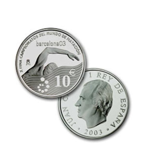 Moneda 2003 X FINA Campeonatos del Mundo de Natación. 10 euros.  - 2