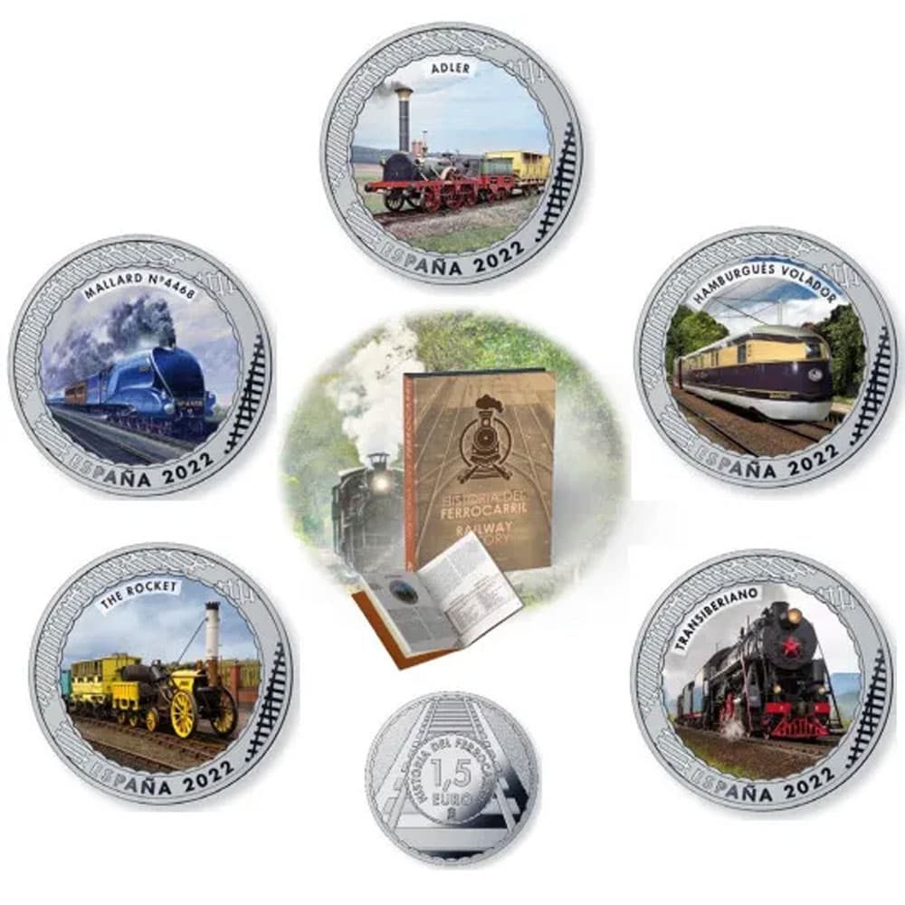 Monedas 2022 Serie Historia del Ferrocarril II. 5 monedas