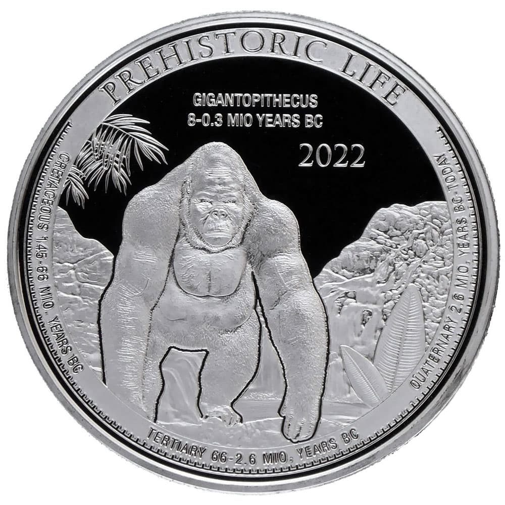 Moneda plata Congo 20 Francs Gigantopithecus 2022.