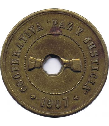 Moneda 25 céntimos 1907 Cooperativa Paz y Justicia