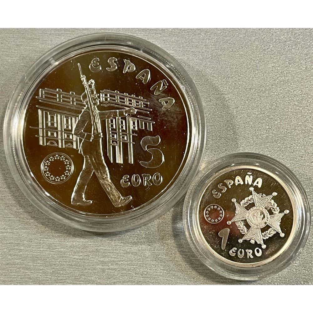 Monedas de plata España 1€ y 5€ Ejercito de Tierra 1998