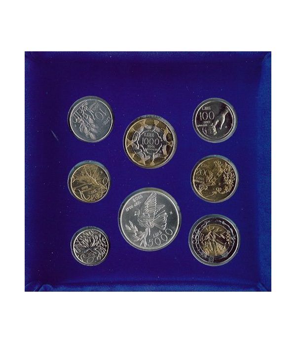 Estuche monedas San Marino 2001. Última serie de liras