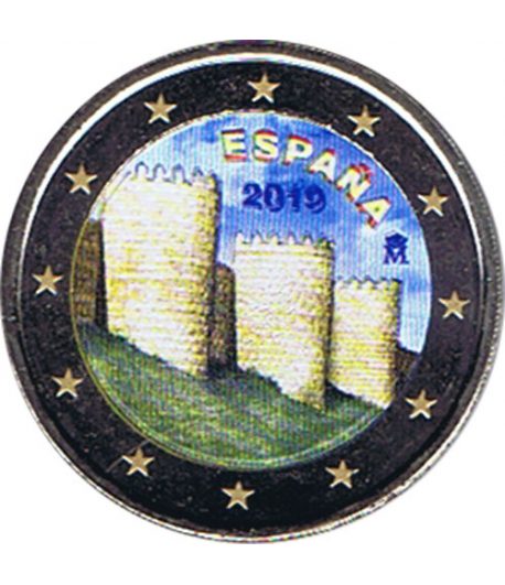 moneda conmemorativa 2 euros España 2019 Ávila. Color