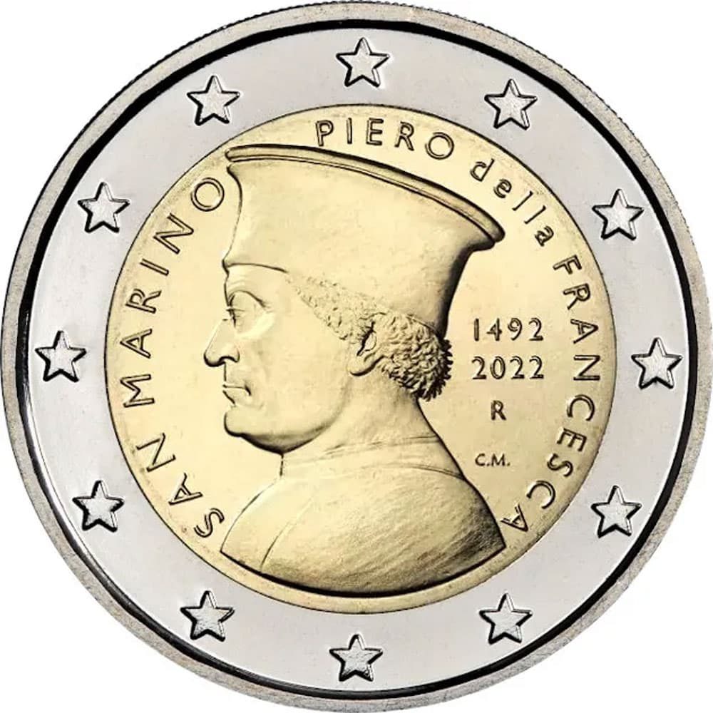 moneda 2 euros San Marino 2022 dedicada a Piero Della Francesca