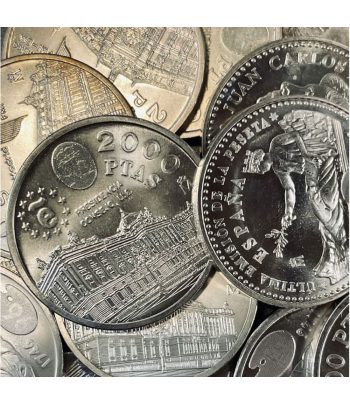 Monedas de 2000 pesetas de plata de España en lote de 10