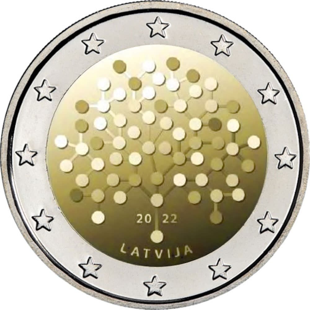 moneda 2 euros Letonia 2022 dedicada a la Educación Financiera  - 1