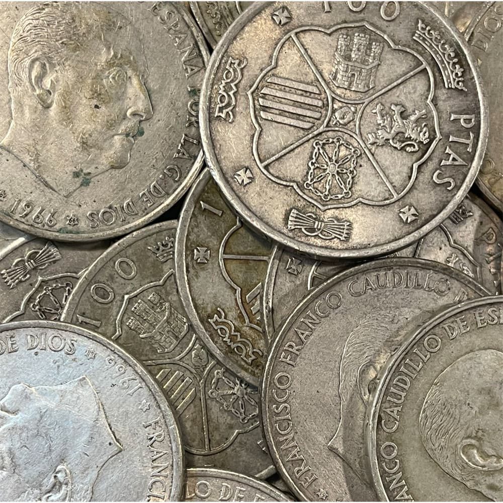 Lote 10 monedas 100 pesetas Franco. Inversión. Plata.