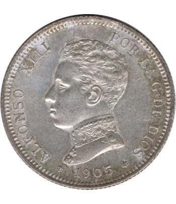 Moneda de España 2 Pesetas de Plata 1905 Alfonso XIII SM V.
