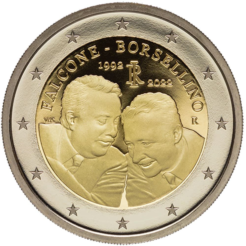 moneda 2 euros Italia 2022 jueces Falcone y Borsellino