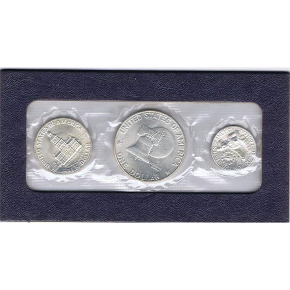 EEUU estuche 3 monedas de plata 1776- 1976. Sobre blanco