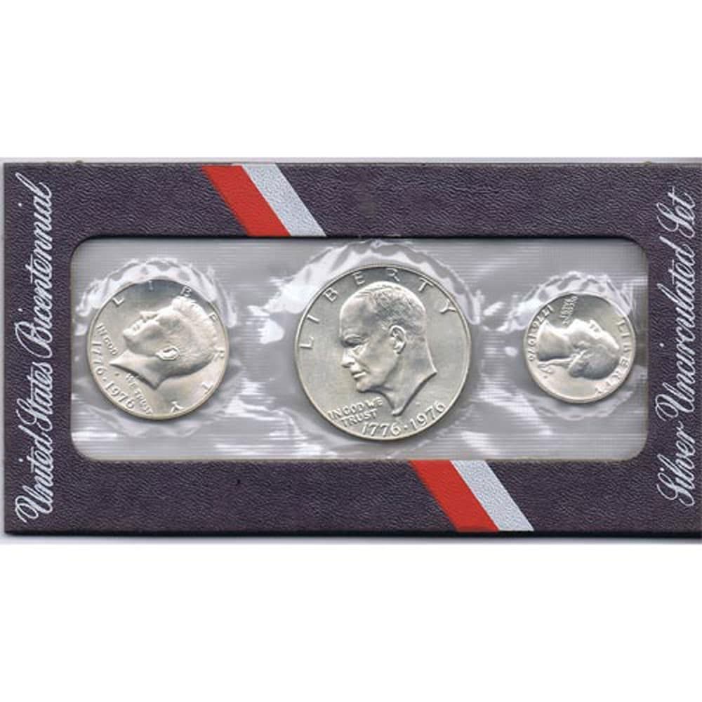 EEUU estuche 3 monedas de plata 1776- 1976. Sobre rojo