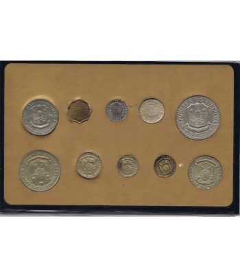 Estuche Souvenir de 10 monedas y sellos Filipinas  - 1