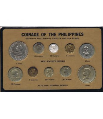 Estuche Souvenir de 10 monedas y sellos Filipinas