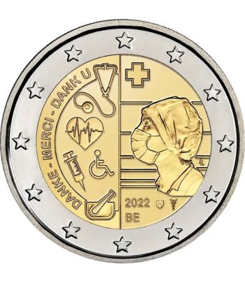 moneda 2 euros Belgica 2022 dedicada al Personal Sanitario