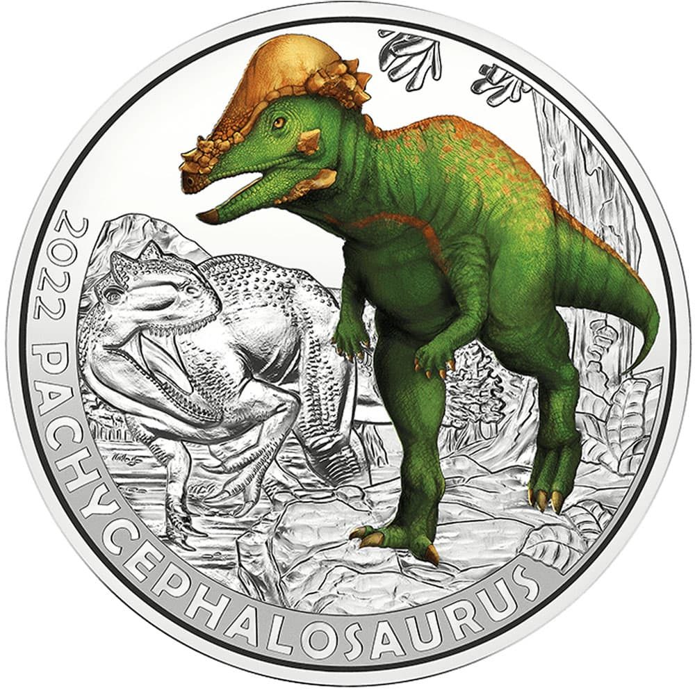 Austria moneda de 3 Euros 2022 Pachycephalosaurus