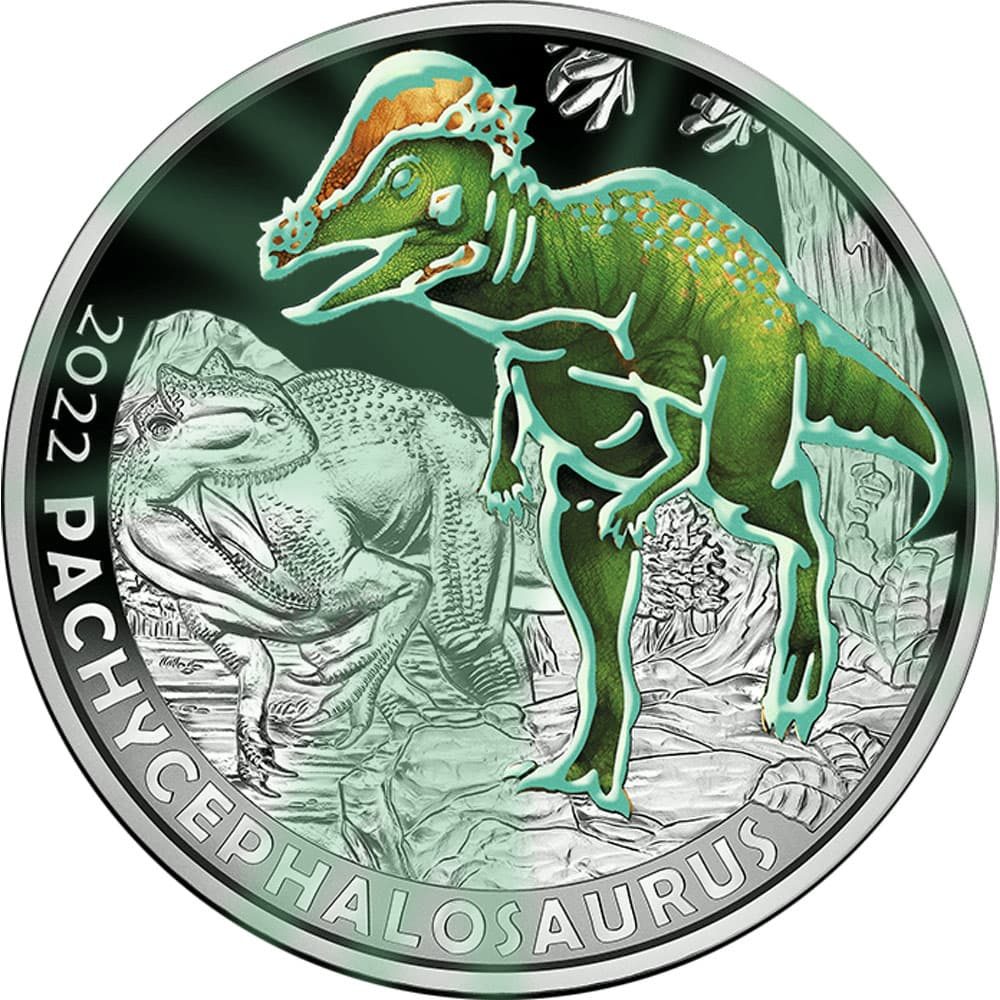 Austria moneda de 3 Euros 2022 Pachycephalosaurus  - 2