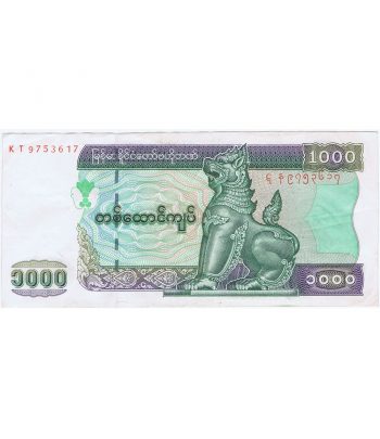 Billete de Myanmar 1000 Kyats.