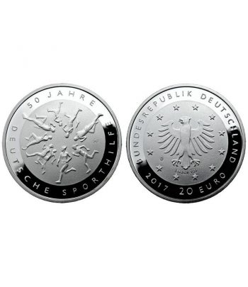 Estuche 20 Euros Plata Alemania año 2017. 5 monedas Proof.