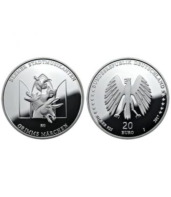 Estuche 20 Euros Plata Alemania año 2017. 5 monedas Proof.