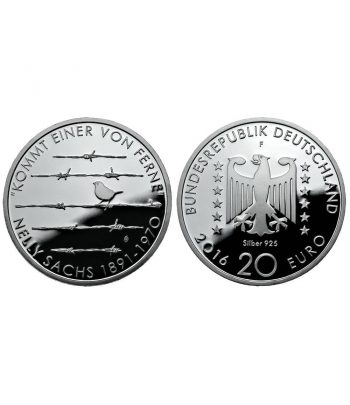 Estuche 20 Euros Plata Alemania año 2016. 5 monedas Proof.