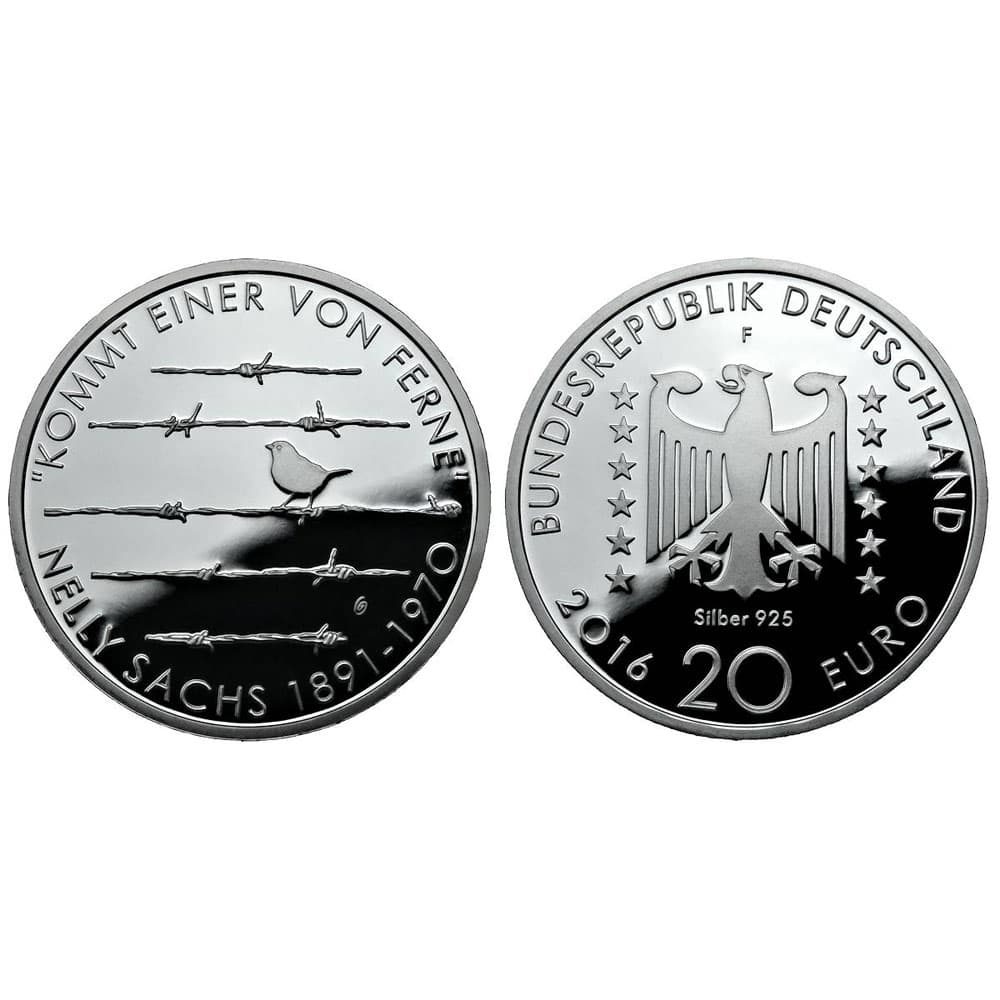 Estuche 20 Euros Plata Alemania año 2016. 5 monedas Proof.  - 2