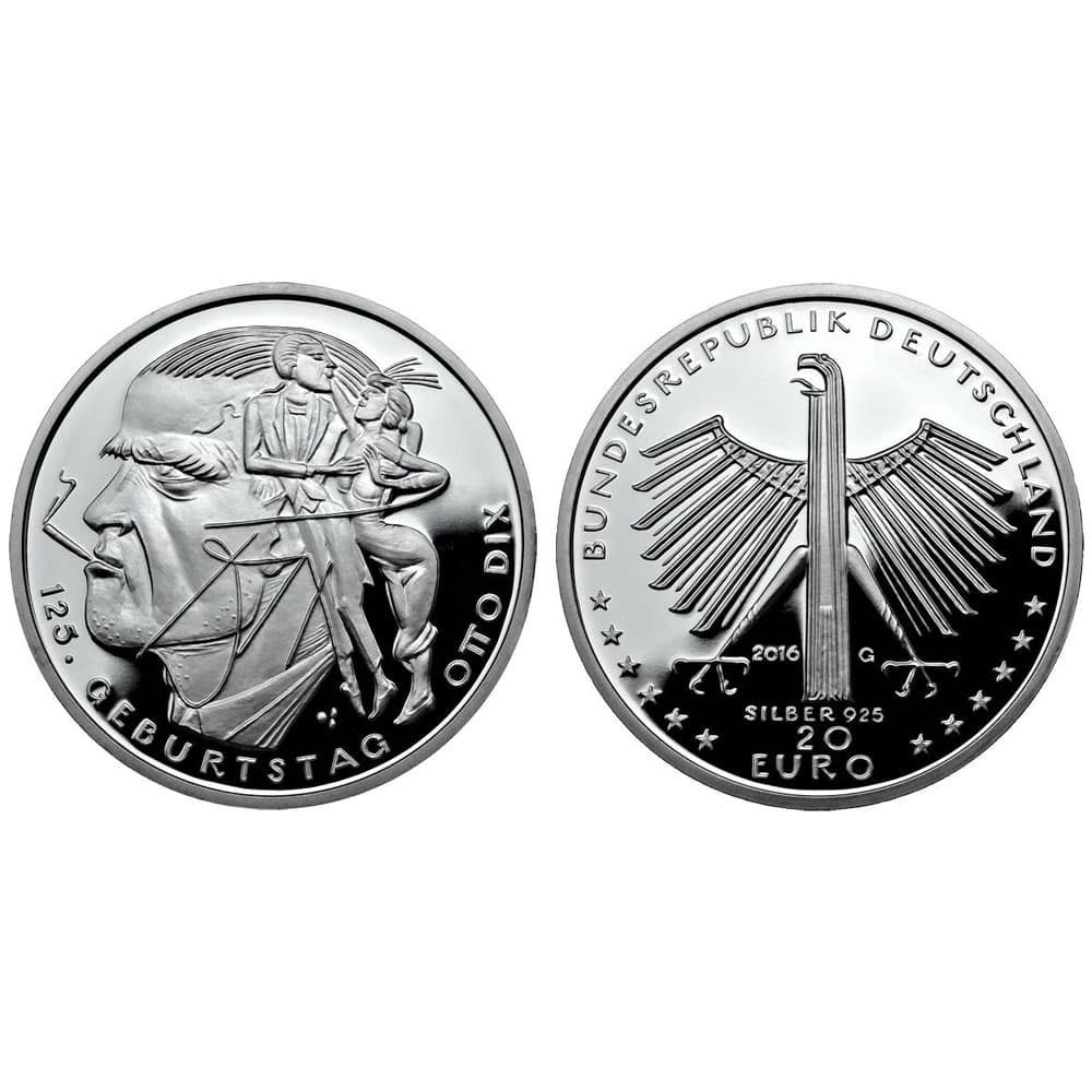 Estuche 20 Euros Plata Alemania año 2016. 5 monedas Proof.  - 3