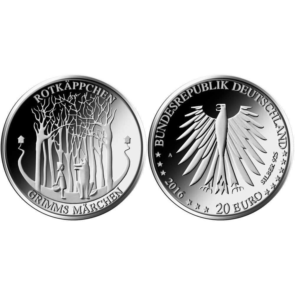 Estuche 20 Euros Plata Alemania año 2016. 5 monedas Proof.  - 5