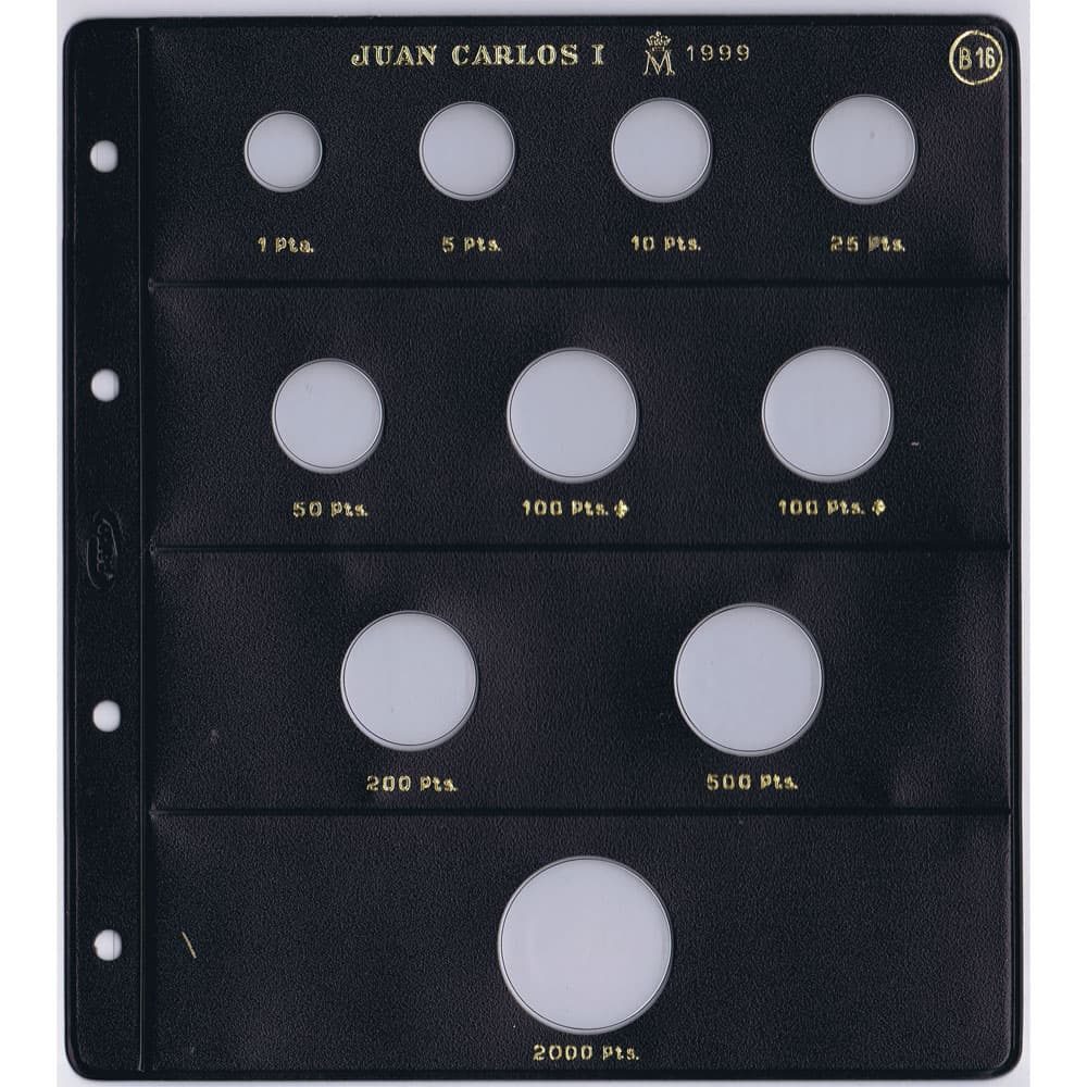 PARDO Hoja B16 monedas España Juan Carlos I 1999 Album Moneda España - 1