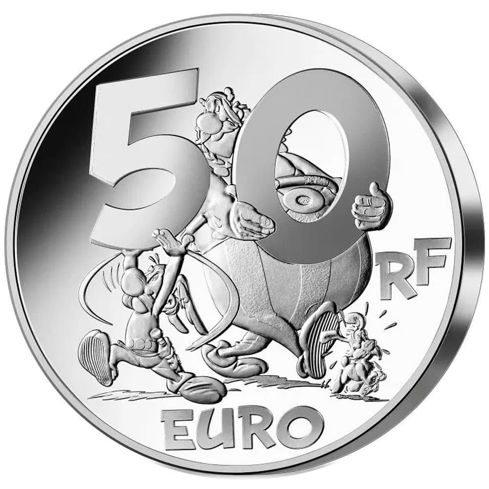 Moneda 50 euros de plata Francia año 2022 Asterix y Obelix  - 2