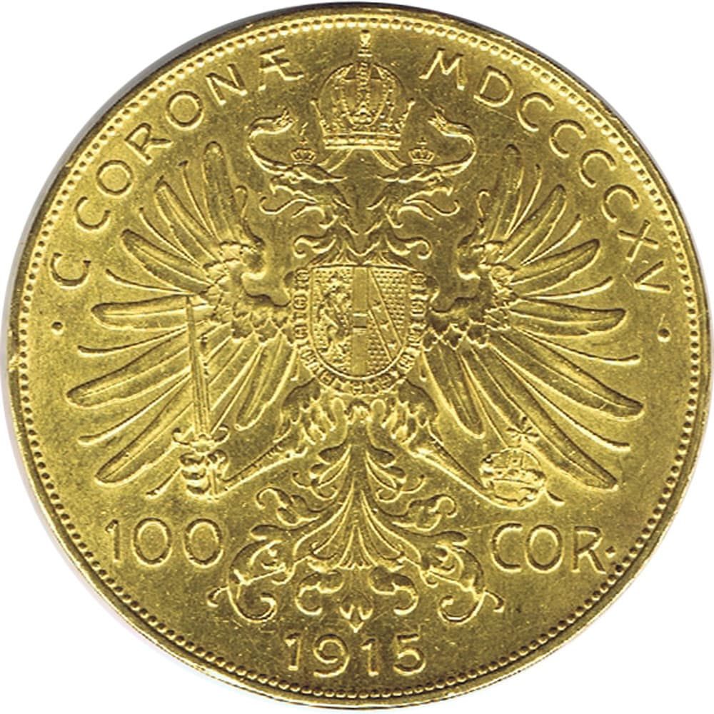 Moneda de Austria 100 Coronas oro año 1915  - 1