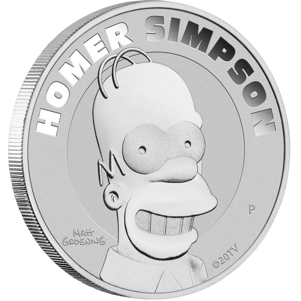 Moneda de plata Tuvalu 1$ Homer Simpson año 2022