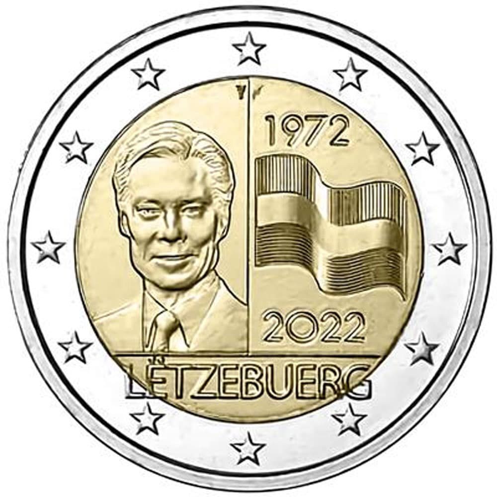 moneda 2 euros Luxemburgo 2022 50 aniversario Bandera