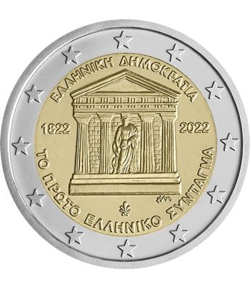 moneda 2 euros Grecia 2022 200 años Constitución  - 1