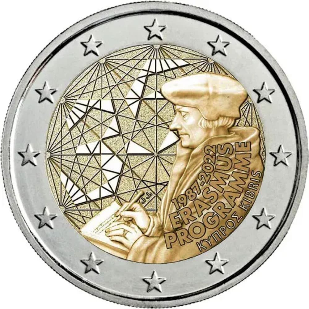 Valeur Pièce 2 Euros Erasmus Programme 1987 2022 Valeur moneda 2 euros Programa Erasmus 2022 Chipre