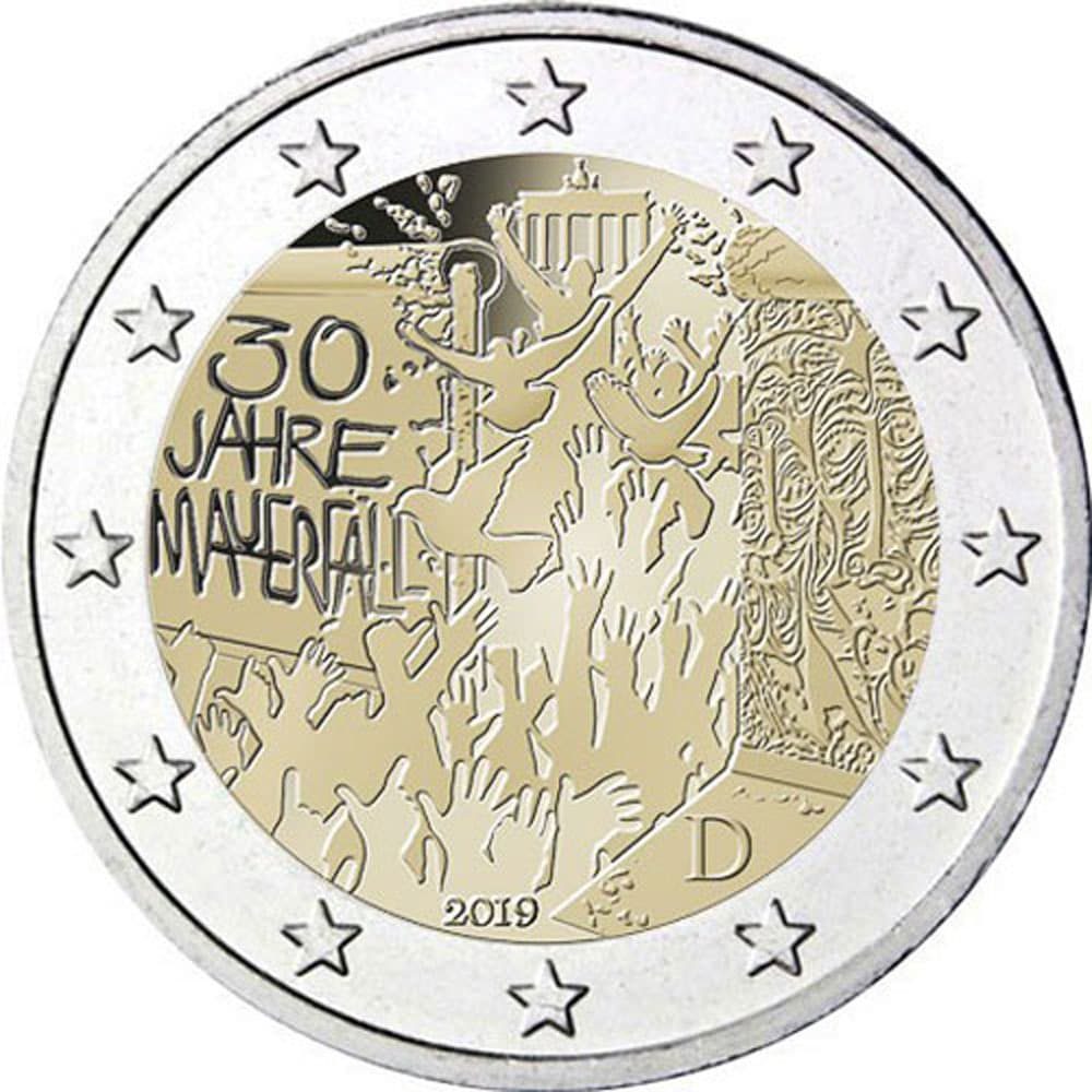 moneda 2 euros Alemania 2019 Muro Berlín.