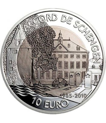 Moneda de Luxemburgo 10 Euros 2010 Acuerdo de Schengen.