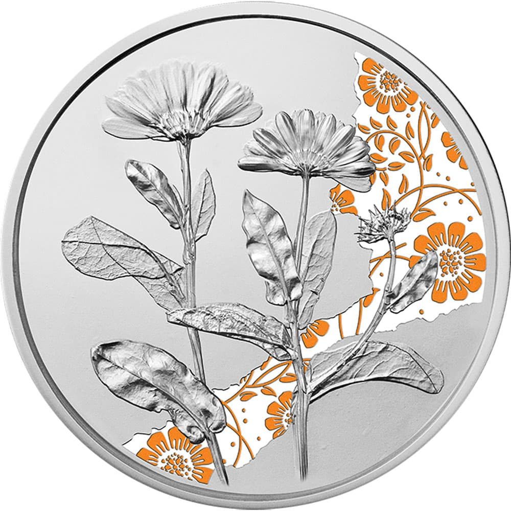 Moneda de plata 5 euros Austria Caléndula 2022 Proof  - 2