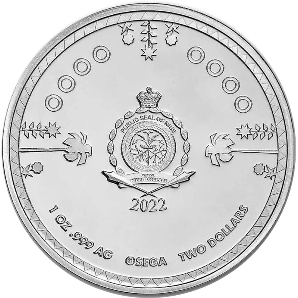 Colección 6 Onzas de plata color de Niue 2$ El Erizo Sonic 2022  - 2