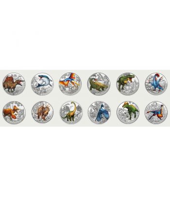 Colección 12 monedas Austria 3 Euros Supersaurs 2019-2022.