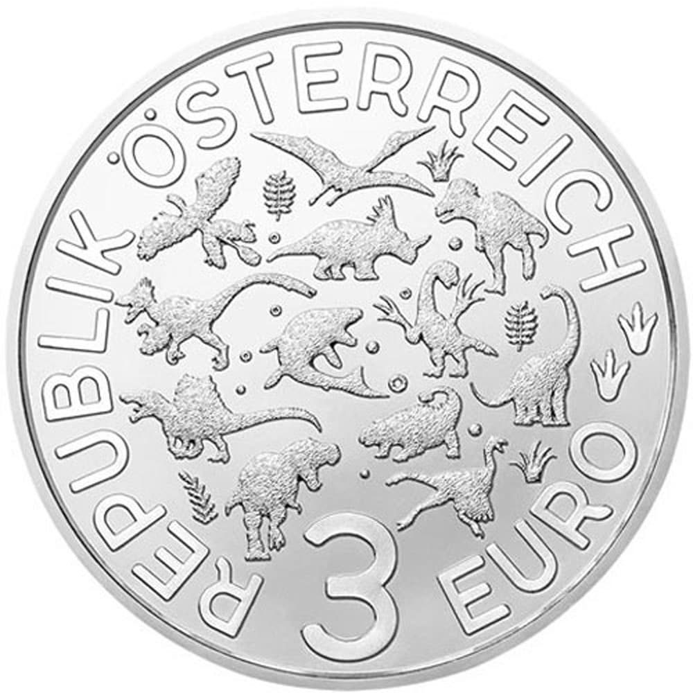 Colección 12 monedas Austria 3 Euros Supersaurs 2019-2022.
