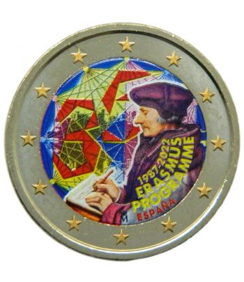 moneda 2 euros Programa Erasmus 2022 España. Color