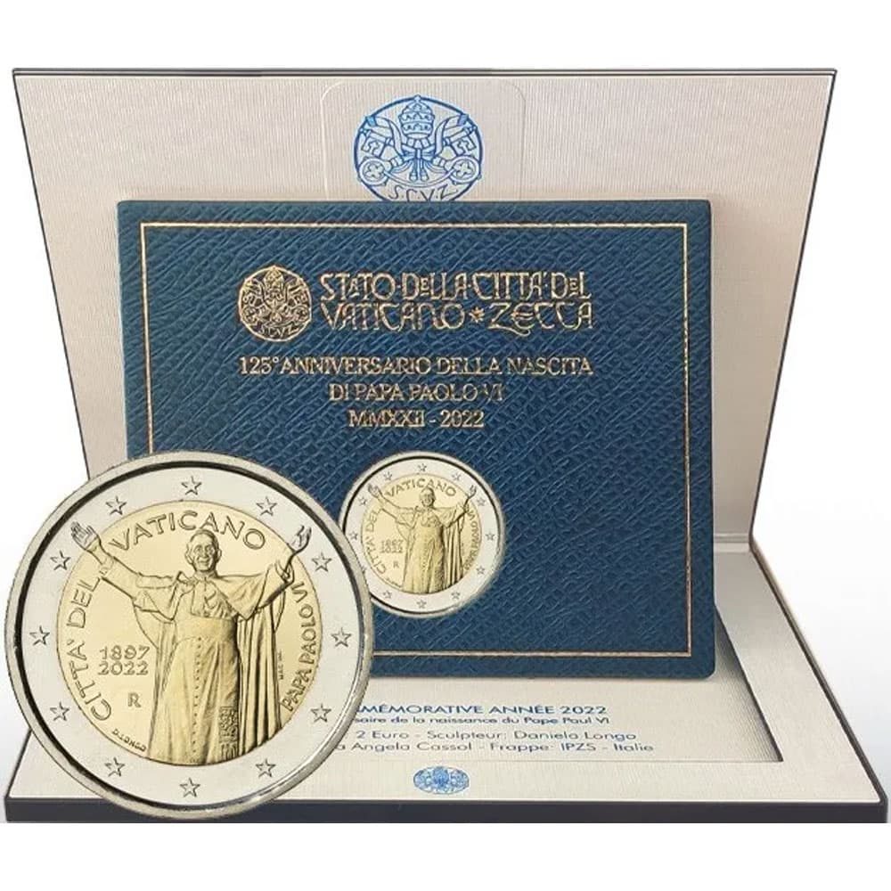 moneda de Vaticano 2 euros 2022 dedicada al Papa Pablo VI  - 1