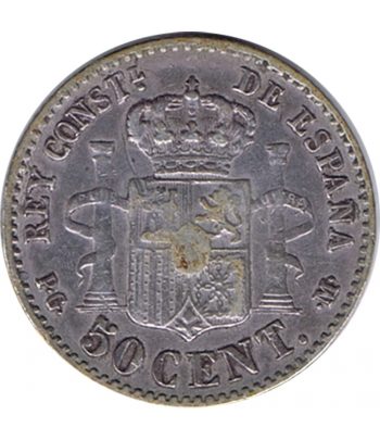 Moneda de España 50 Céntimos de Plata 1892 *92 Alfonso XIII PG M.  - 2