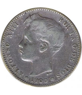 Moneda de España 1 Peseta de Plata 1900 *00 Alfonso XIII SM V.  - 1